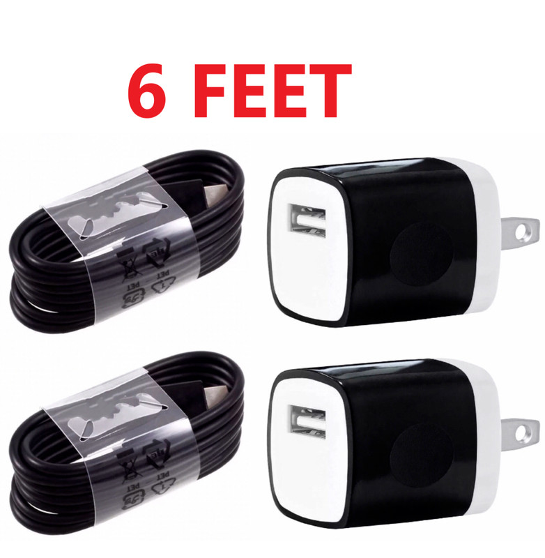 2X Black Wall AC Charger for iPhone 5S 6S 7 8 X 6FT Data Sync charge Cable Cord