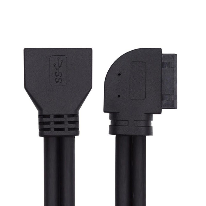 Right Angled 90 Degree USB 3.0 20Pin 19Pin Male to Female Extension Cable