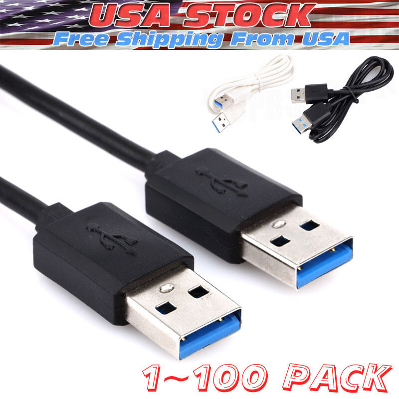 USB 3.0 A Male to A Male Cable Data Transfer Super Speed Power Charger Metal LOT