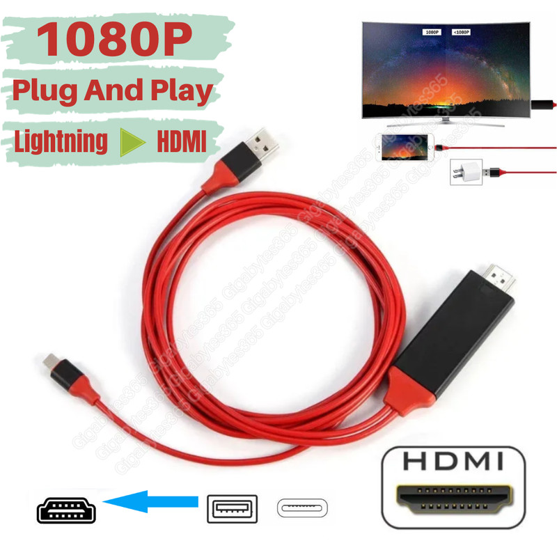 1080P HDMI Mirroring Cable Phone to TV HDTV AV Cable For Apple iPad 9th 8th 14 7