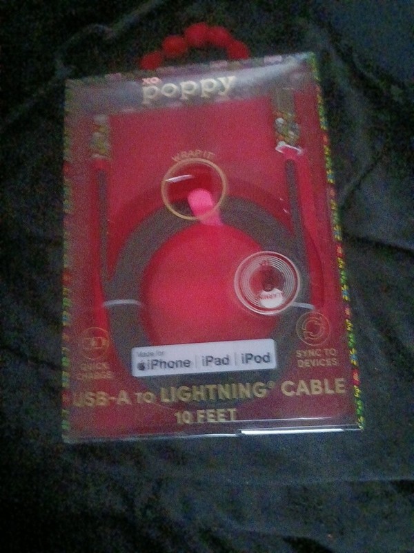 XO Poppy Fast Charging USB-A To lighting Cable 10' Feet Skulls & Flowers NIB gallery