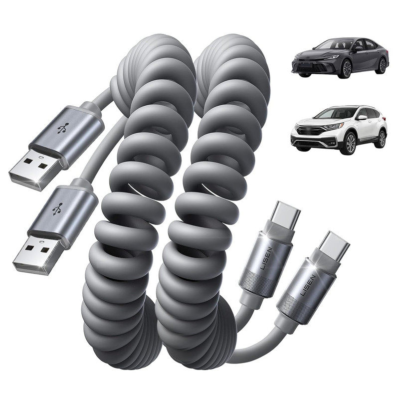 LISEN USB A to USB C Cable, Durable Short USB to C Cable 2 Pack for Android Auto
