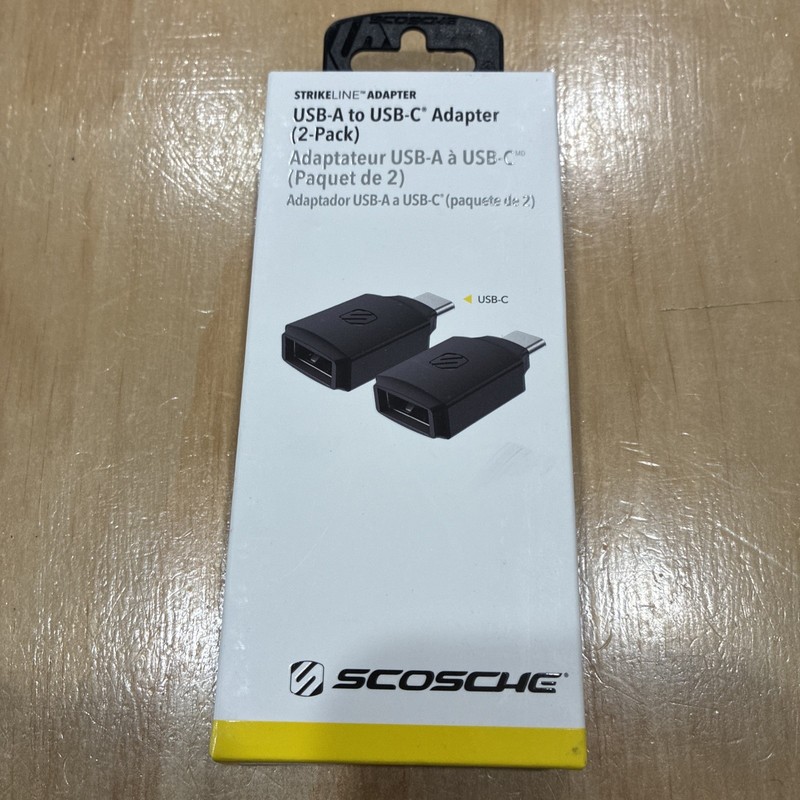 Scosche Strikeline Adapter USB-A to USB-C Adapter (2-Pack)(CAA2PK-SP)
