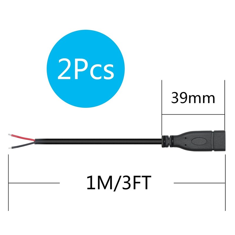 2Pcs USB C to 2 Pin Bare Wire Open End Wire 1M/3FT USB Type C Female Plug Pig... gallery