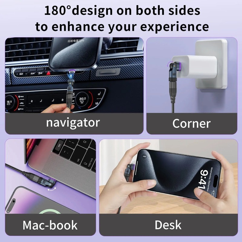Fast Charging Type C Converter Uslion 240w Magnetic USB C Adapter 180° Rotation gallery