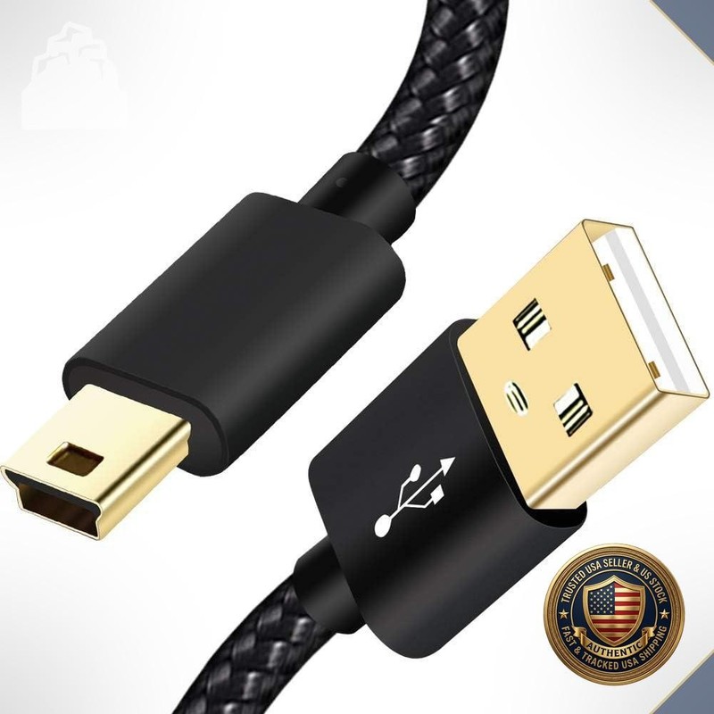 Mini USB Cable 3ft Braided Type A Male to Mini B Charging Cord