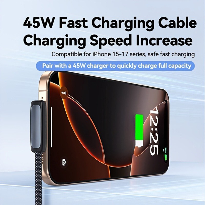 45W USB-C to USB-C Charger Cable Perfectly Compatible with iPhone 15 - 17 Series gallery