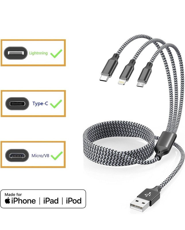 Xnewcable Multi Charging Cable 4ft 3Pack 3 in 1 Charger Cord, Multiple Rapid Nyl gallery