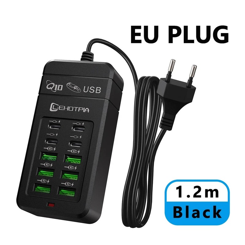 EU UK US Plug Multiple Rapide USB Charger Power Adapter 1.2M Extension Cord 6 US gallery