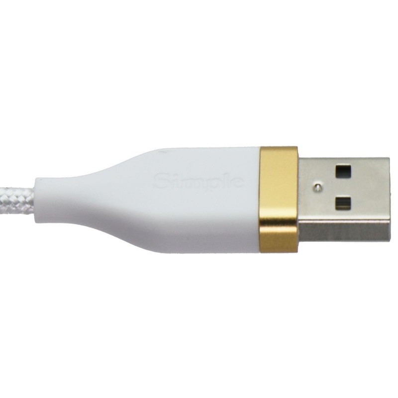 S. Simple (6-Ft) USB-A to 8-Pin Tough-Knit Braided Cable - White/Gold gallery