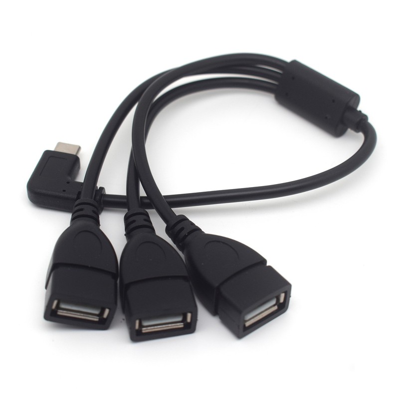 100x 90° USB Male to 3 USB-A Female OTG Data Transfer Charging Splitter Adapter gallery