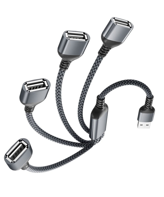 USB Splitter Y Cable 1 In 4 Out Multi Port USBA Extension Multiport 3.3FT Wire