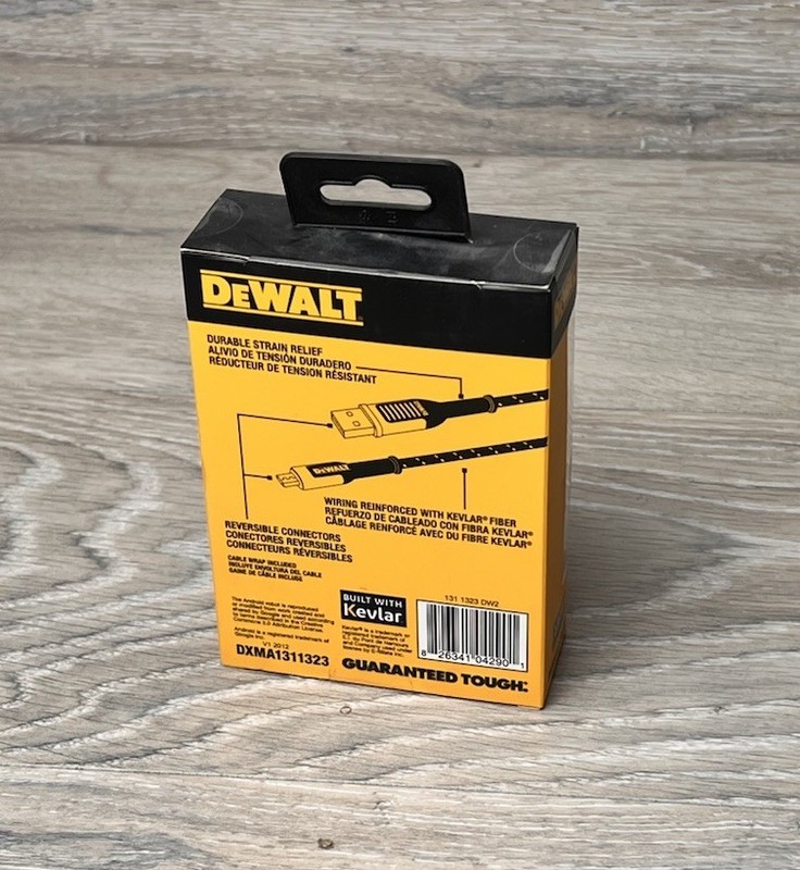 Dewalt 10 Feet Kevlar Reinforced Braided Charger Cable Android Micro USB NEW gallery
