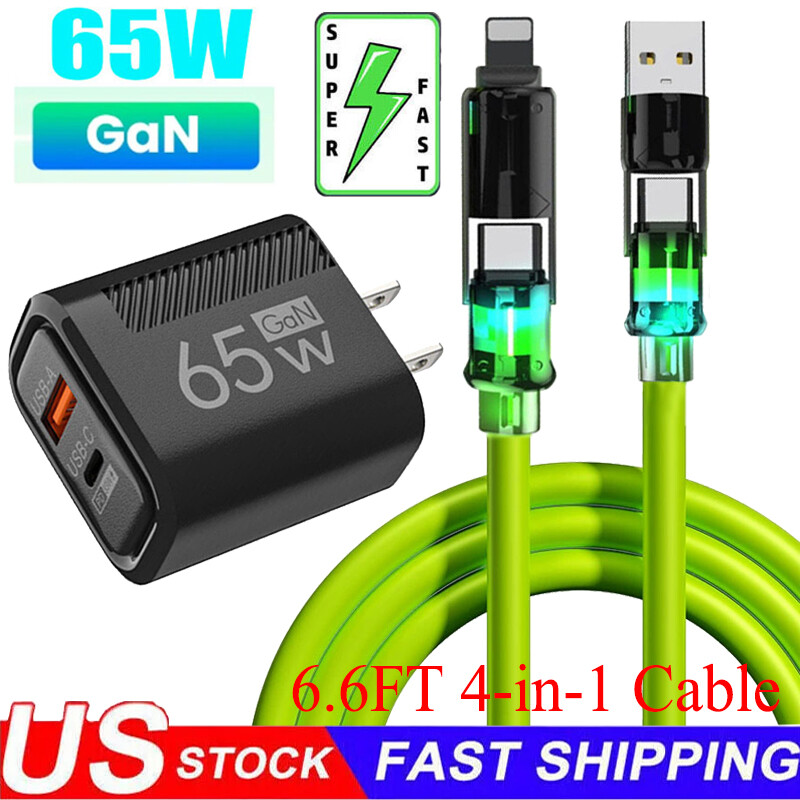 65W Fast Type C Wall Charger , 4-In-1 60W Super Fast Cable For Cell Phone iPad gallery