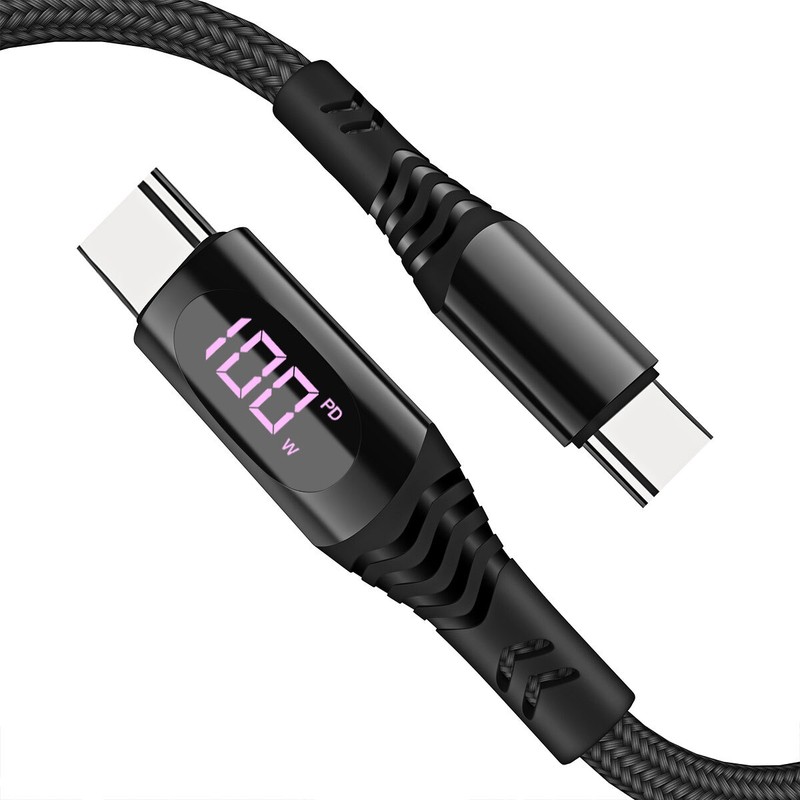 100W USB C Fast Charging Cable 4ft Long Braided Nylon Cord for MacBook gallery