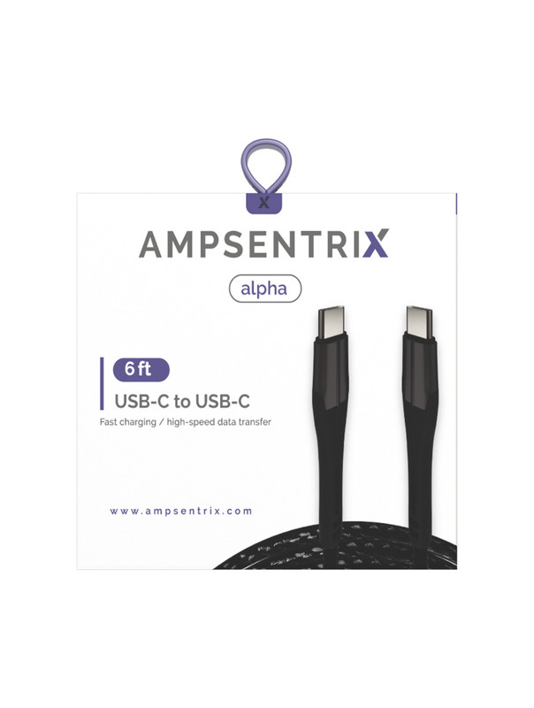 AmpSentrix - 6 Ft USB Type C To USB Type C Cable (Alpha) (Black) gallery
