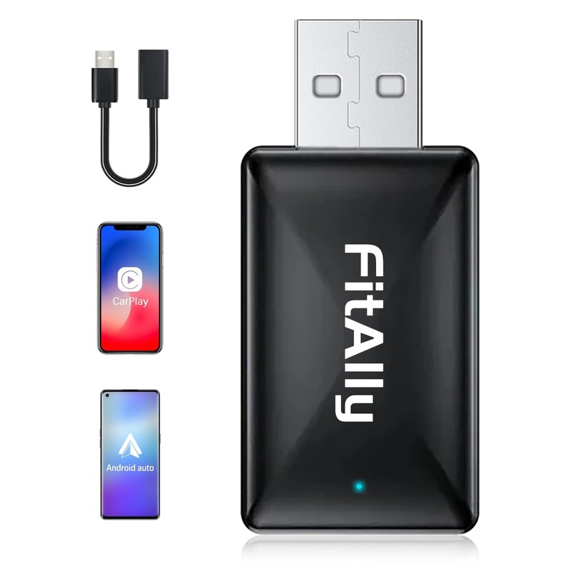 2 in 1 Wireless CarPlay & Android Auto Adapter, Plug & Plug Auto Connect No D…
