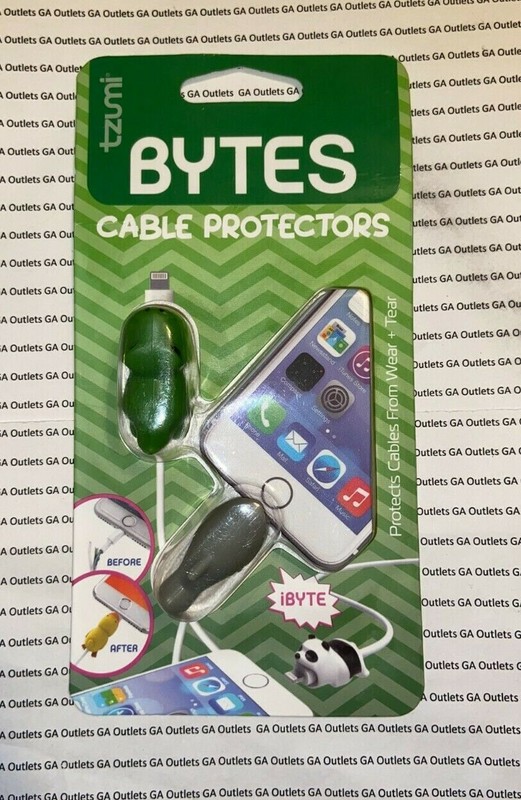 TZUMI CORD BYTES CABLE PROTECTORS, 2PK – GREEN ALLIGATOR / GREY SHARK
