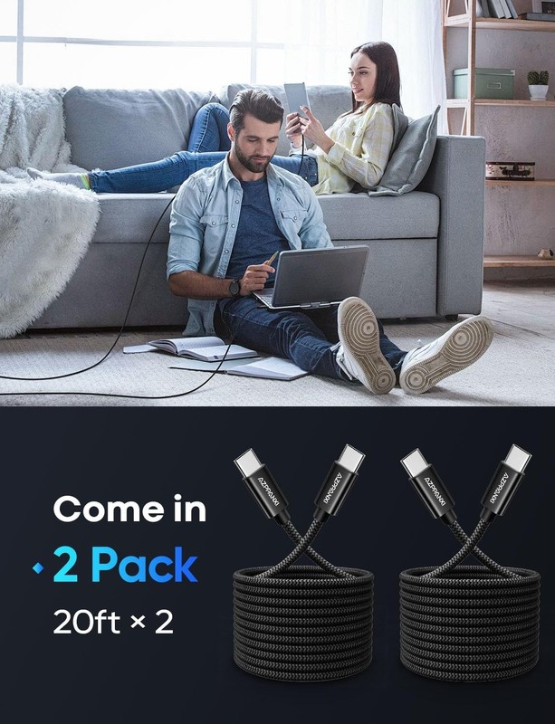 20FT Fast Charging USB C Cable 2-Pack - Nylon, Tangle-Free Design gallery