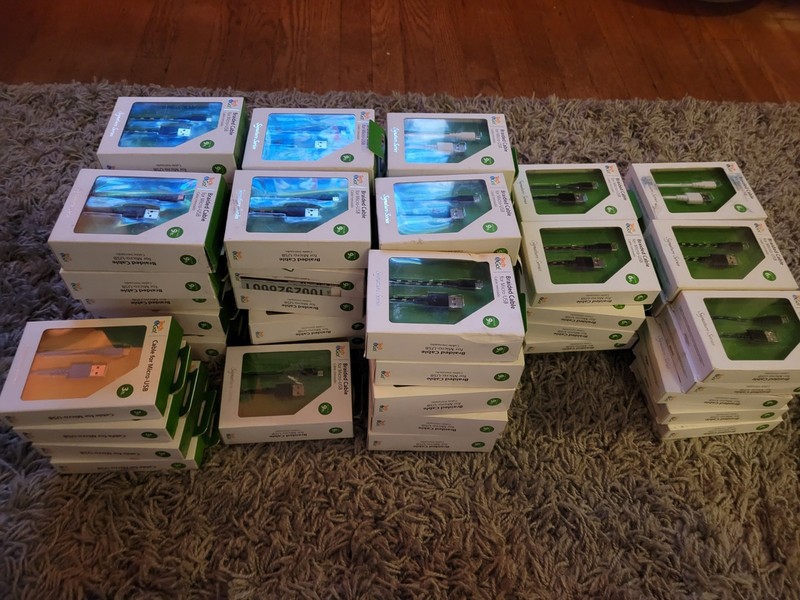 HUGE (98) Tech & Go Braided Micro-USB Charging Cables & Headphone Lot RESELLERS gallery