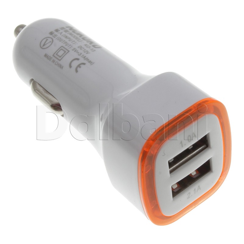 Dual Port USB Car Charger 2.1A 1A Orange for Universal Devices gallery