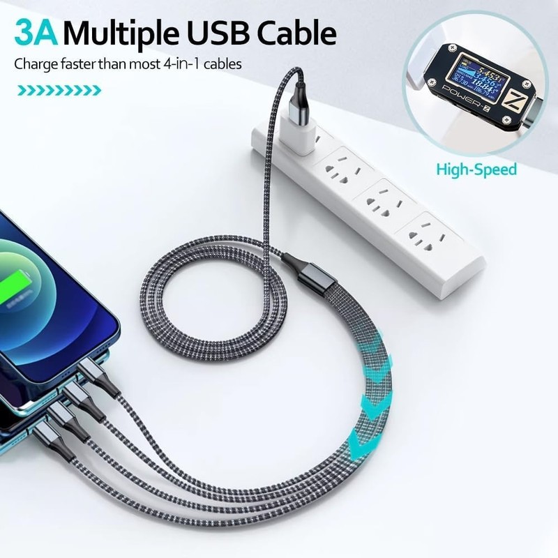 Multi Charging Cable 6FT 2Pack Multi Charger Cable 4 in 1 Universal Multiple USB gallery
