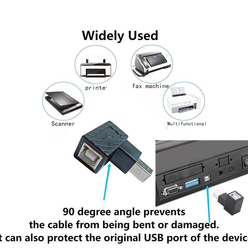 90 Degree USB 2.0 B Printer Adapter,USB 2.0 B to B Female Down Angle Print an... gallery