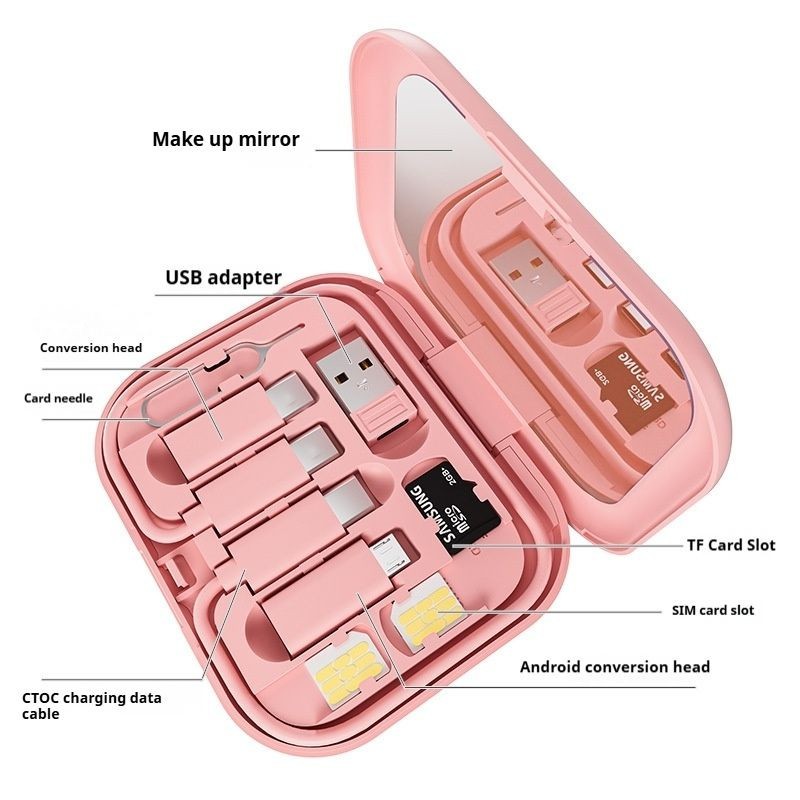 6-in-1 USB-C Fast Charging Cable Kit with Mirror Phone Stand, 60W PD Charging gallery