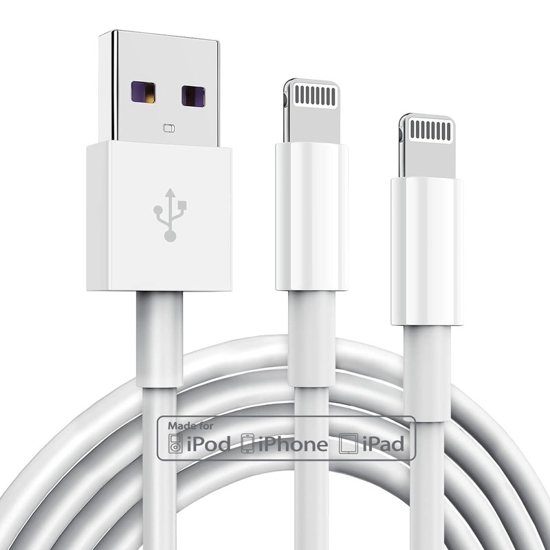 2 Pack Charger Cable 10 Ft Fast Charging USB Power Cord Supply Wire White Lead