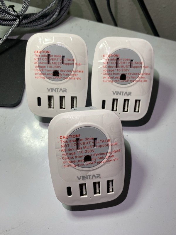 1 Pack European Plug Adapter USB C, TESSAN US to Europe Adapter 4 Outlets 3 USB
