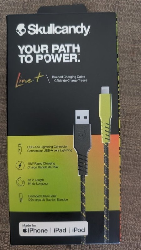 Skullcandy Line+ Braided Charging Cable USB-A To Apple 15W Rapid Charge 6 ft