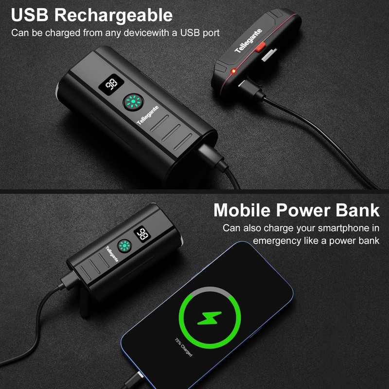 Super Bright 6 LED Bike Lights for Night Riding, 6400mAh USB Rechargeable Bic... gallery