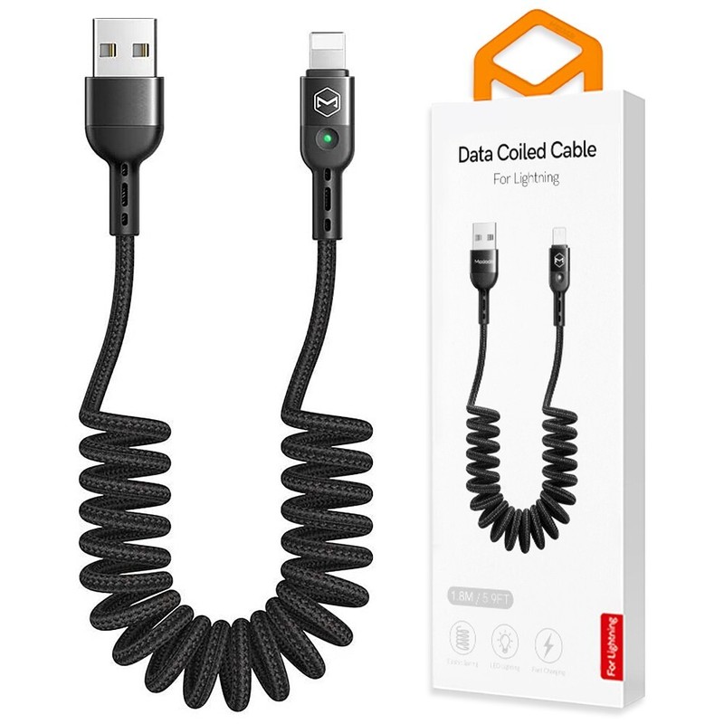 Coiled-Black 8pin USB Charging Data Sync Cable for iPhoneXS MAX XR X 8 7 SE/SE3 gallery