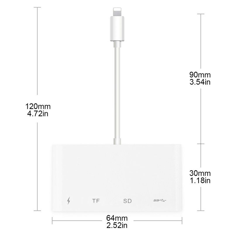 4-IN-1 Adapter Kit Card Reader Hub Back Up Files For Apple iPhone, 2022 Upgraded gallery