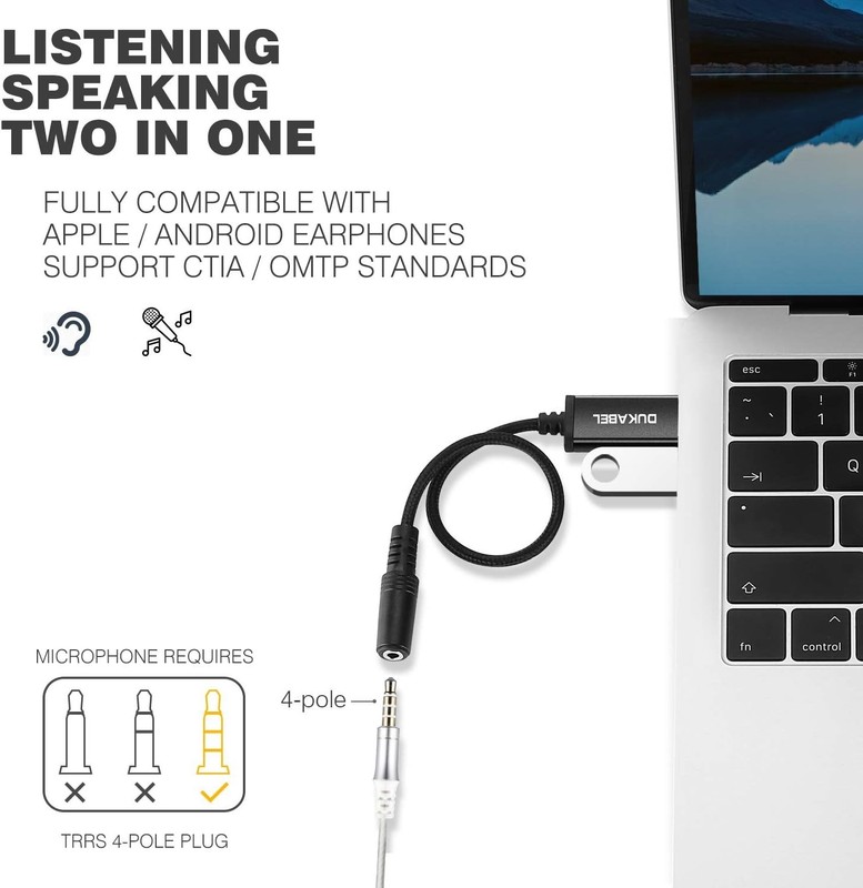 USB Headphone Adapter 9.8 Inch - TRRS Mic-Supported Sound Card for PC & PS5 gallery