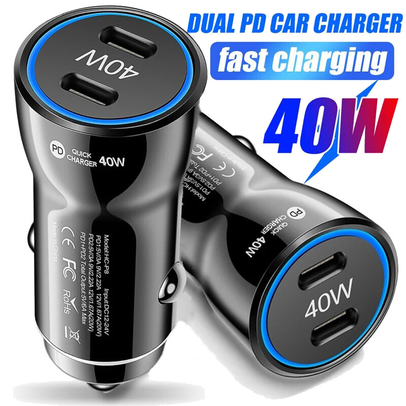 Dual Car Pd 40w Charger Usb Type C Fast Charging Car Phone Adapter For All phone