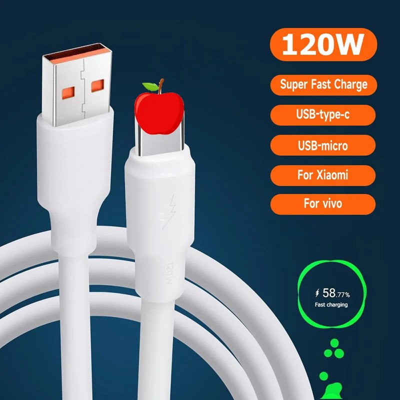 New Bold USB Type C Cable 120W 10A 10A Fast Charging Wire Mobile Phone USB Charg gallery