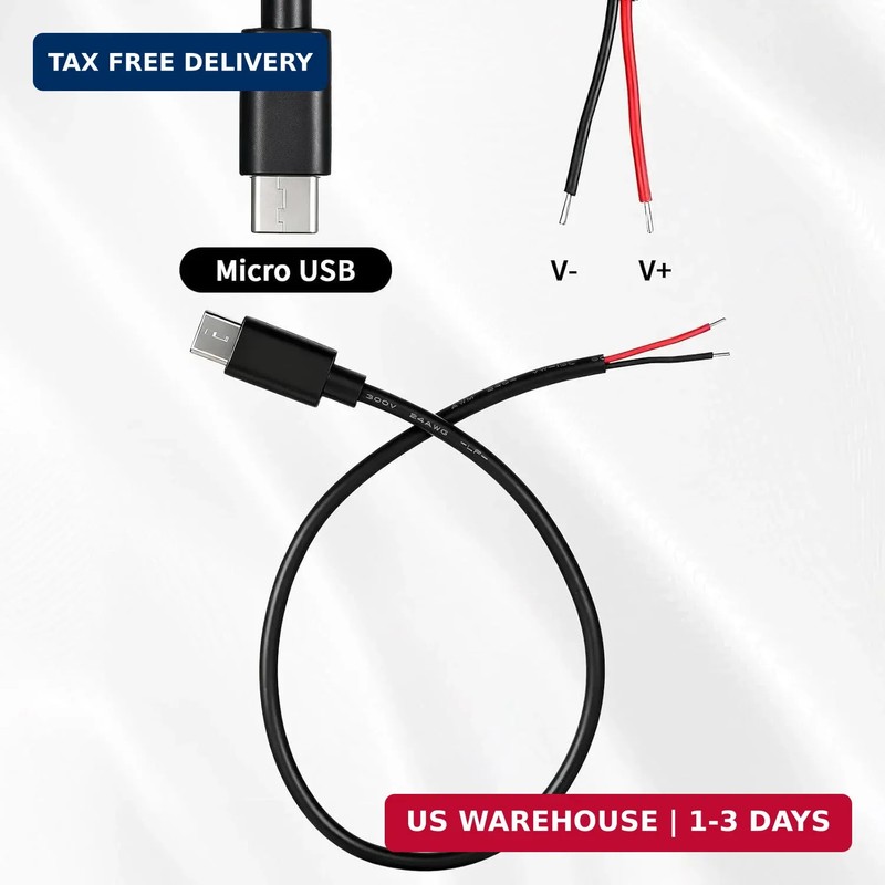 5 Pcs USB C to 2 Pin Bare Wire Open End Power Cable 11inch 24AWG USB Type C Male gallery