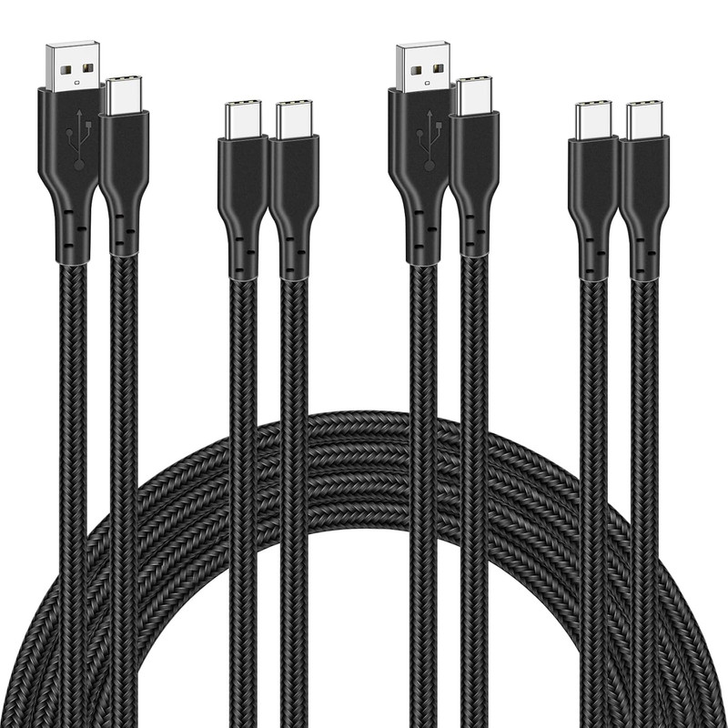 4 Pack Braided Charging Cable 60W 3.1FT(2 Pack USB to USB C and 2 Pack USB C To