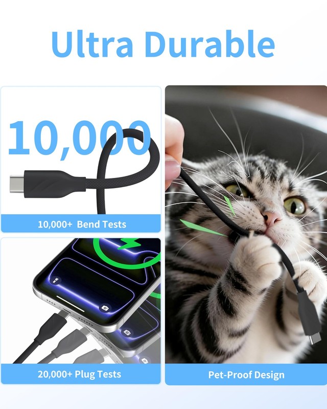 USB C to USB C Cable, 10ft, 100W PD 5A Fast Charging Cord, Nylon Braided Type... gallery