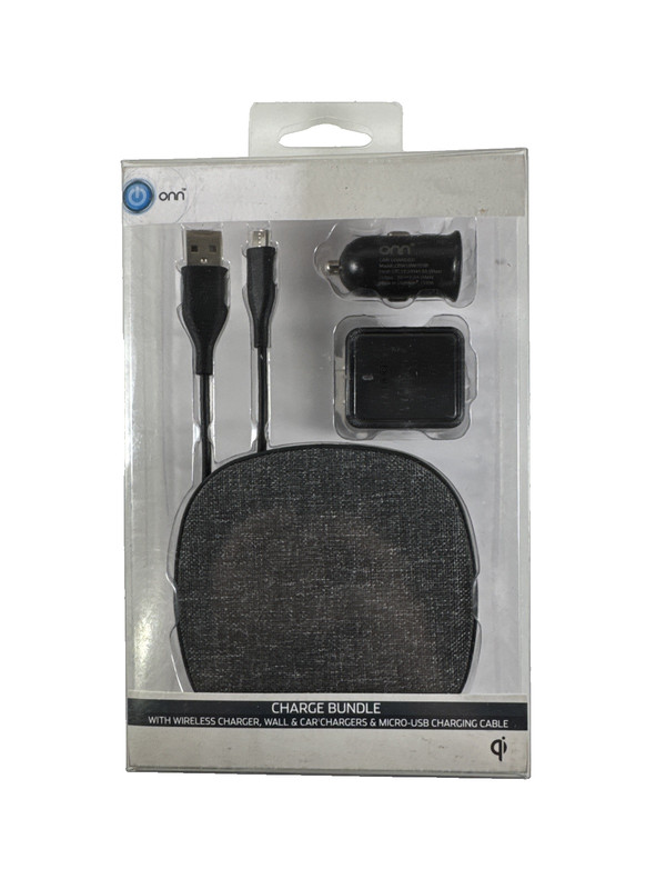 NEW ONN Charger Bundle Wireless Charger Wall & Car Charger & Micro-USB Cable