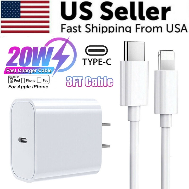 20W PD Fast Charger USB C Adapter Cable Power for iphone 14/13/12/Pro/11/XS/XR