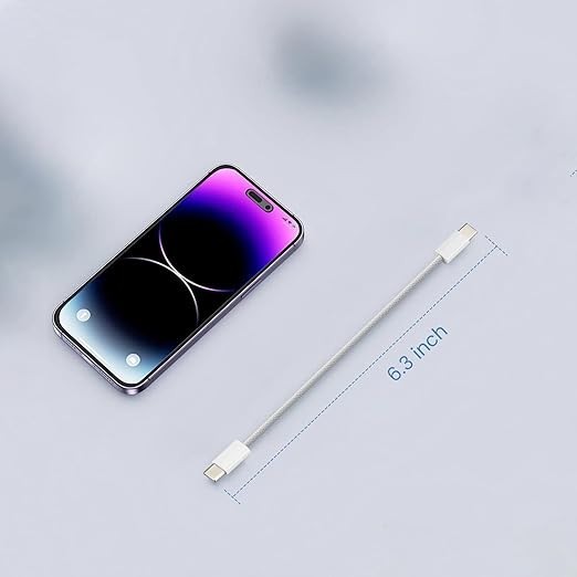 Smays Short USB C to C 6 inch 60W Charger Cord Type C, Braided gallery