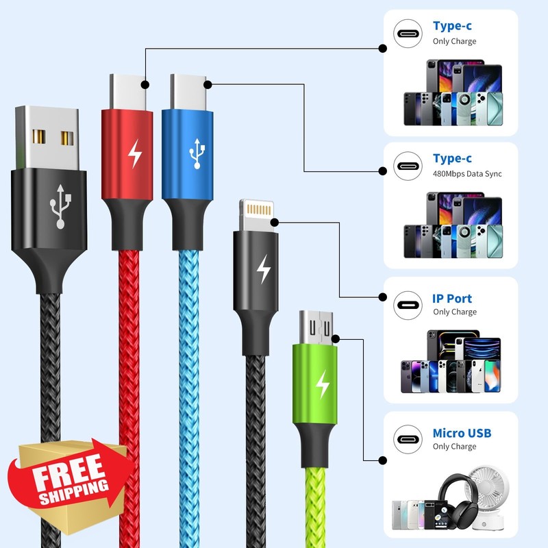 Firsting 2 Pack 5FT 4-in-1 Charging Cable gallery