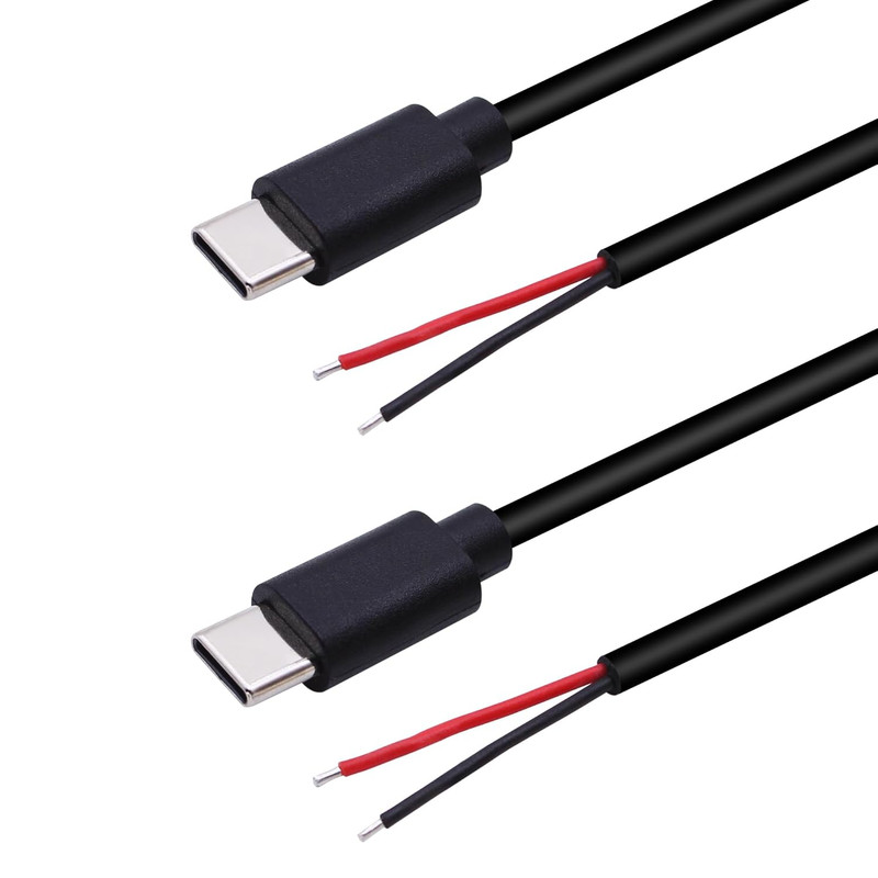 USB C 2 Pin Power Pigtail Cable 20AWG 5V USB Type C Male Plug to 2 Pin Bare Wire gallery