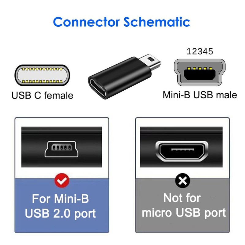 USB C to Mini USB Adapter 2 Pack, USB Type C Female to Mini USB 2.0 Type-B Ma... gallery
