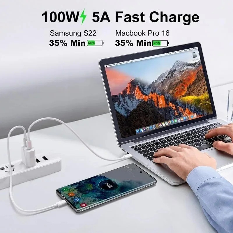 3Pcs USB C to USB C Cable 100W Fast Charging Data Cable 1M for Samsung Xiaomi gallery