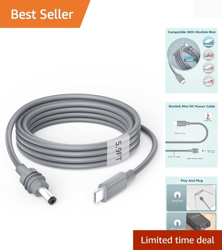 18AWG High-Quality Waterproof USB C Cable 1.8M for Reliable Starlink Mini Power