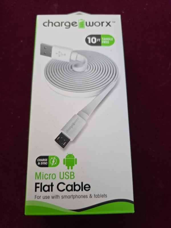 Charge Worx 10ft Micro USB Cable White