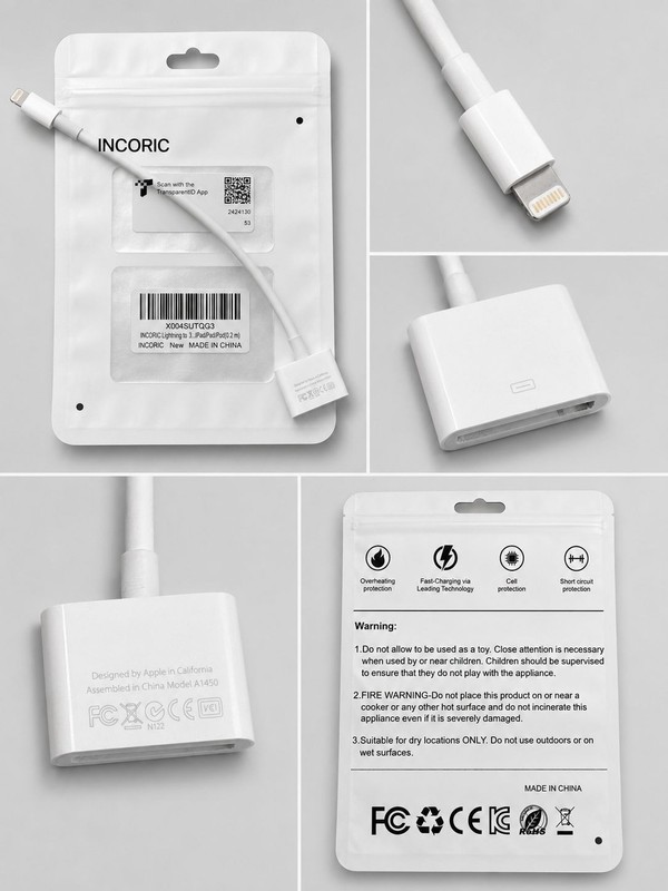 Lightning to 30-Pin Adapter Cable iPhone iPad iPod Charge Sync 0.2M White gallery
